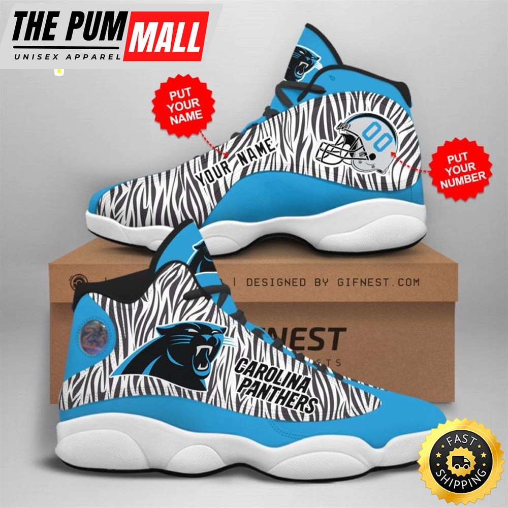 NFL Carolina Panthers Custom Name Number Air Jd 13 Shoes V2