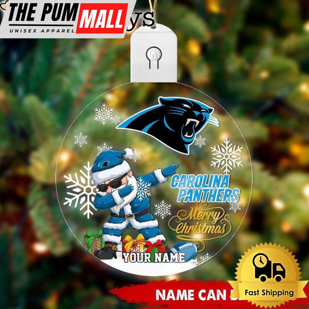 NFL Carolina Panthers Dabbing Santa Custom Circle Led Acrylic Ornament Limited Edition