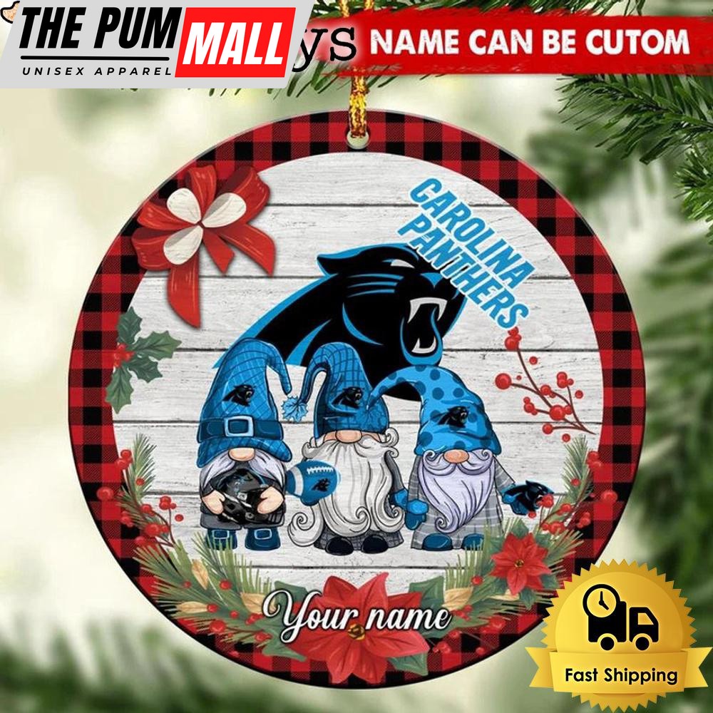 NFL Carolina Panthers Football 3 Gnome Custom Christmas Ornament Limited Edition