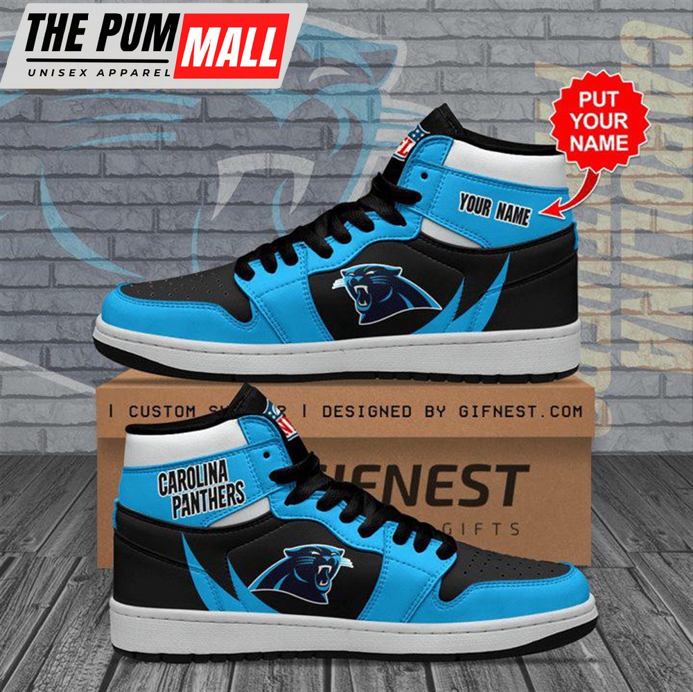 NFL Carolina Panthers Football Logo Team Air Jd 1 Hightop Shoes Sneakers