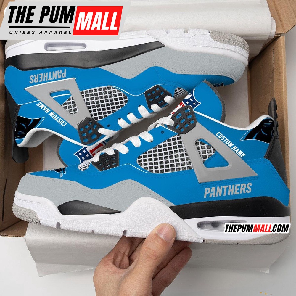 NFL Carolina Panthers Football Team Air Jd 4 Shoes, Personalized AJ4 Sneaker