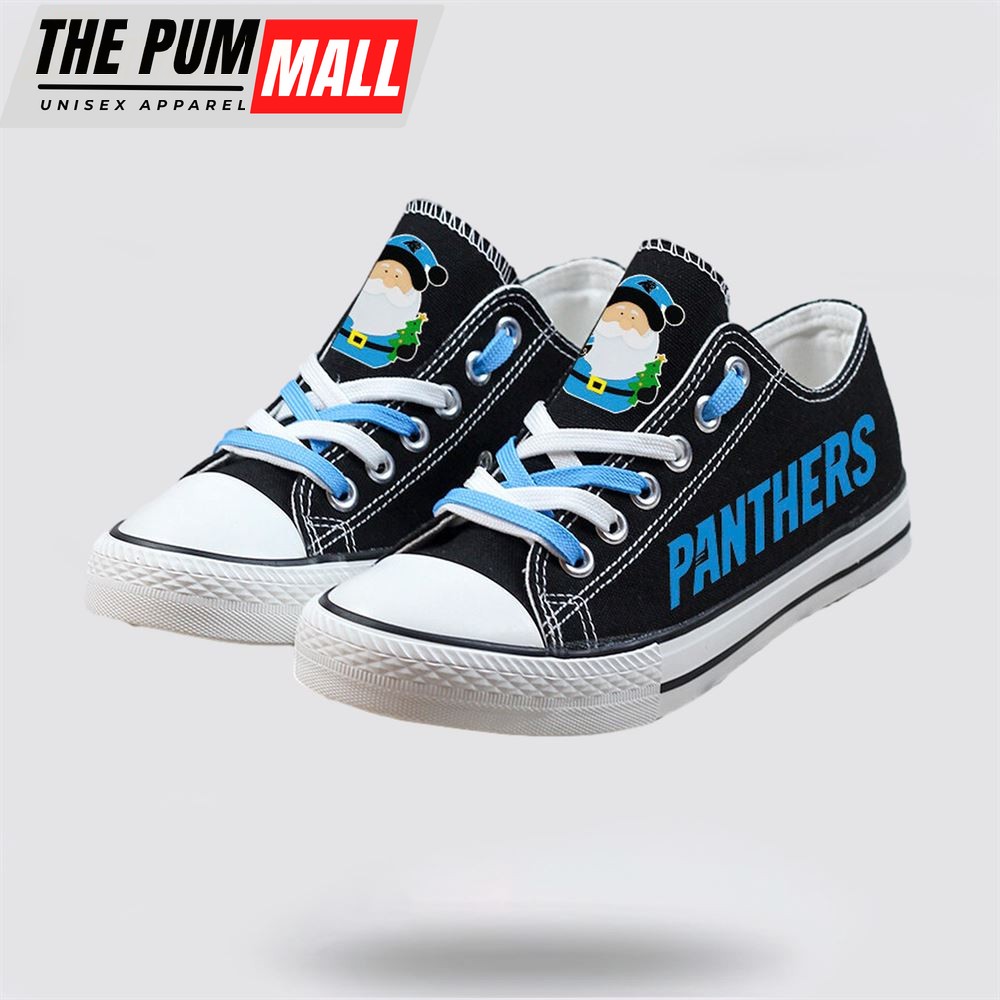 NFL Carolina Panthers Low Top Canvas Print Chrismas Design Shoes Sport Sneakers