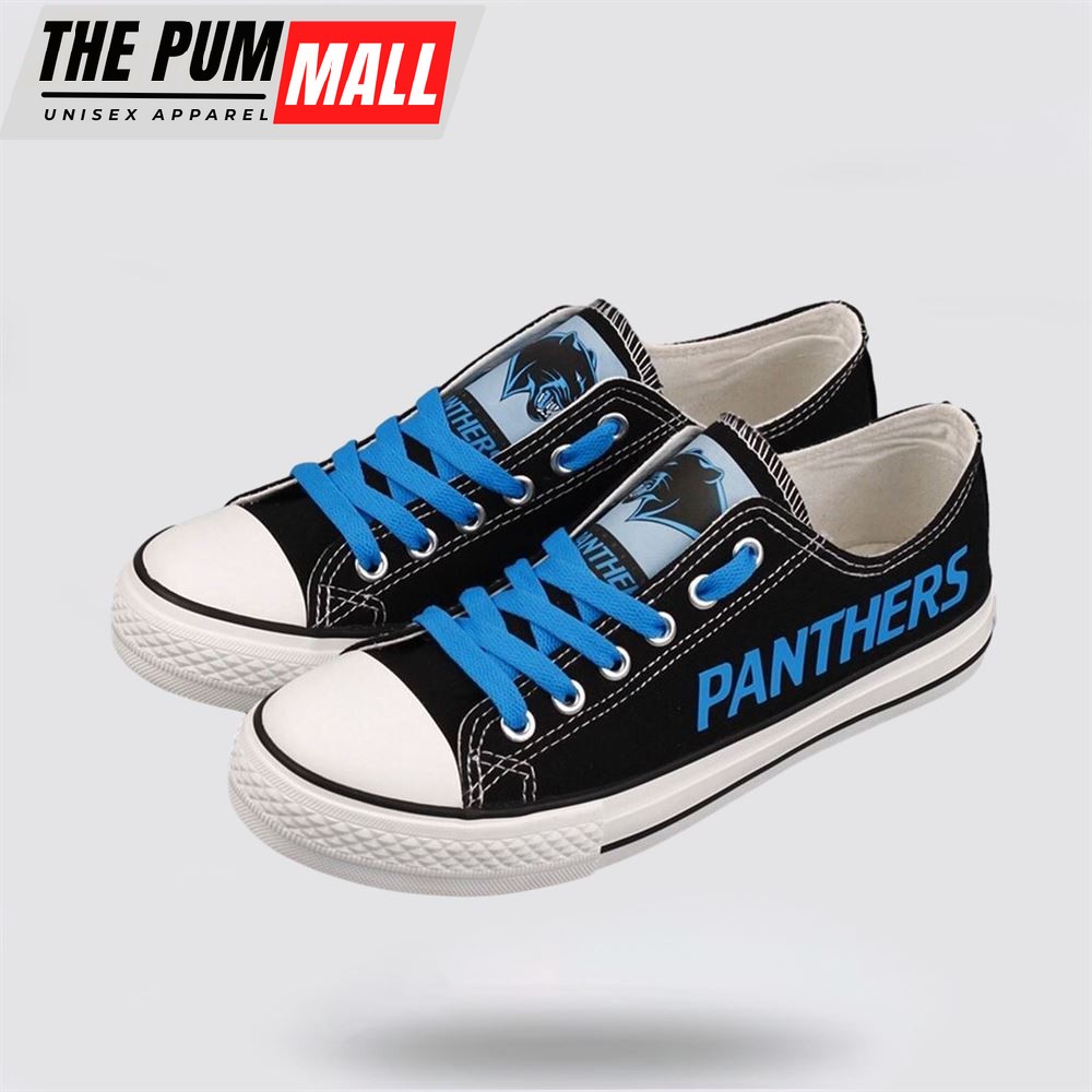 NFL Carolina Panthers Low Top Canvas Shoes Sport Sneakers Dominate The Streets With Authentic Nfl Style
