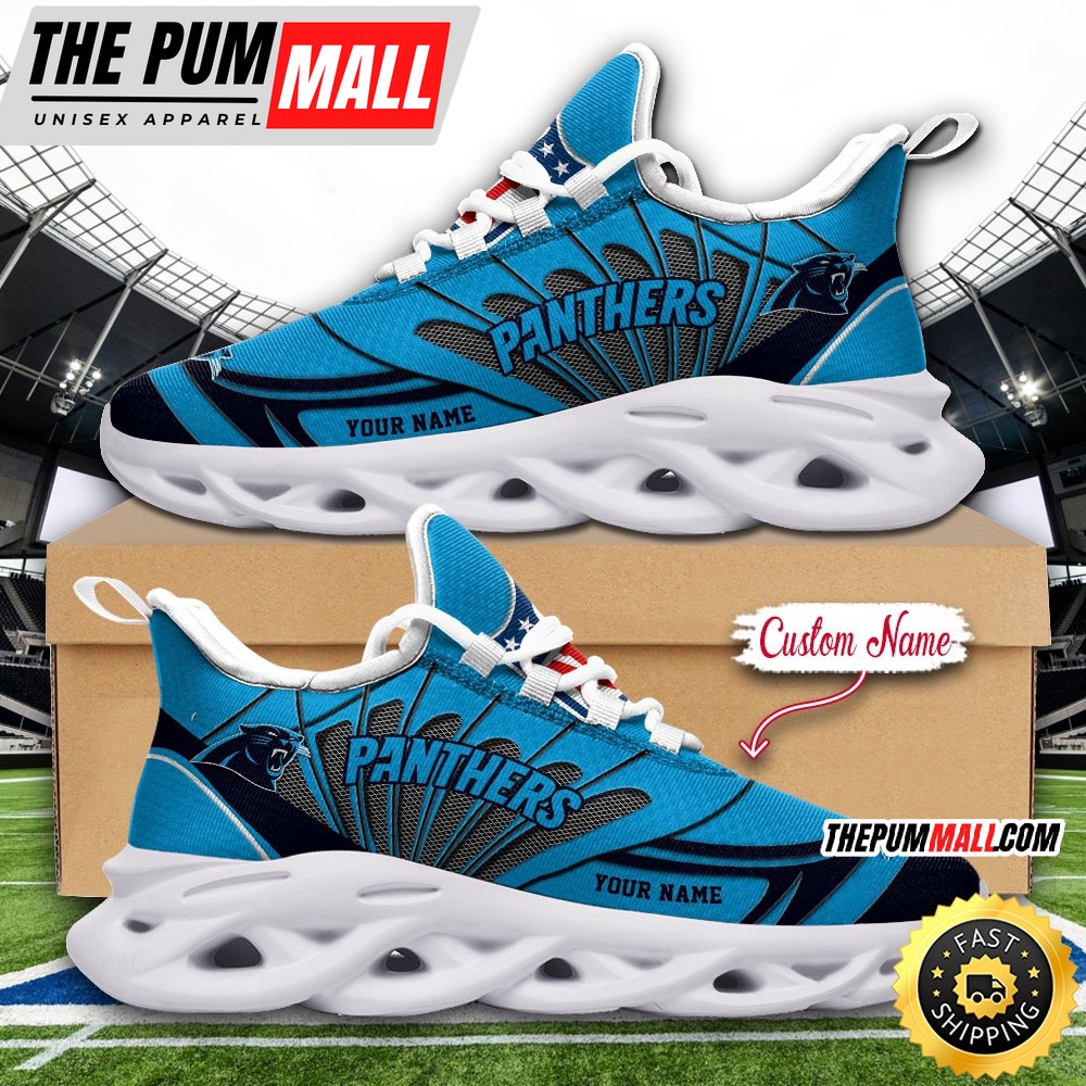 NFL Carolina Panthers Max Soul Shoes Custom Name Football Shoes Sports
