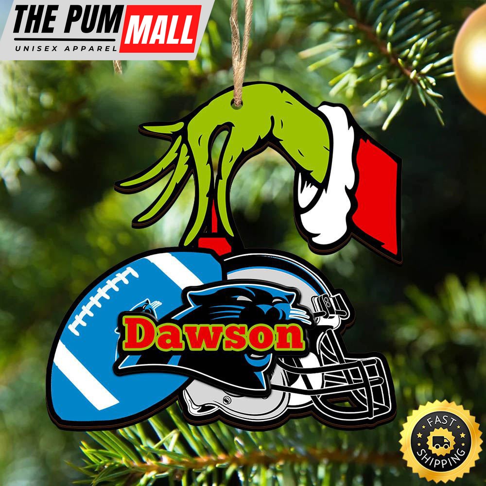 NFL Carolina Panthers Personalized Your Name Grinch And Football Ornament Limited Edition