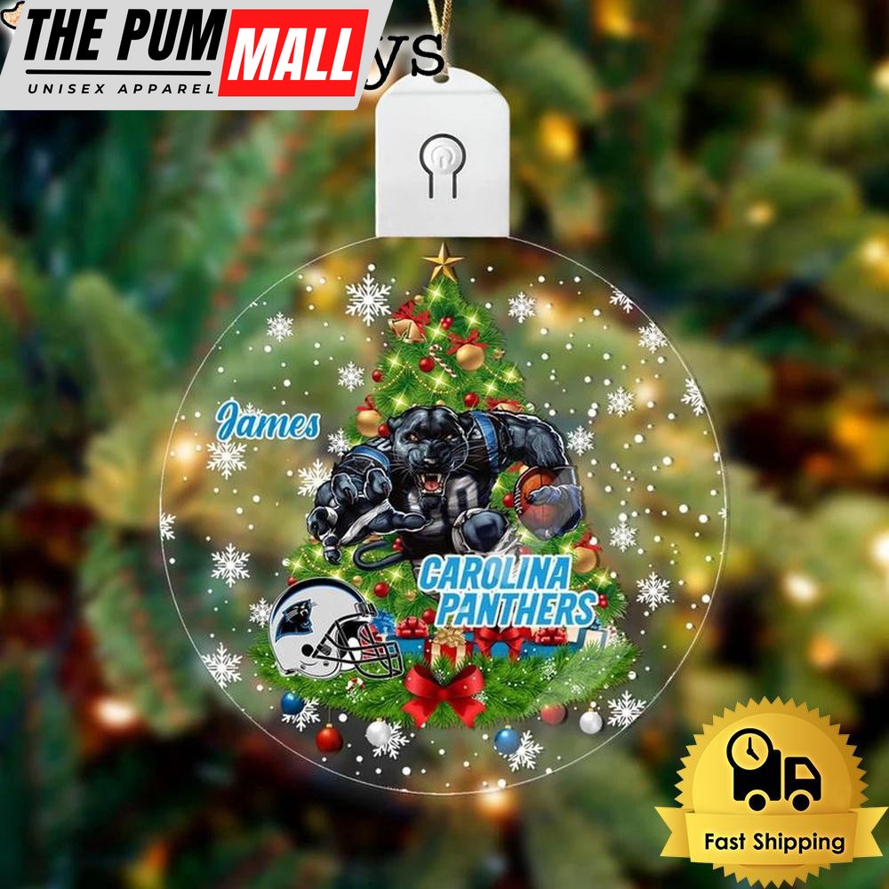 NFL Carolina Panthers Raging Warrior Custom Circle Led Acrylic Ornament Limited Edition
