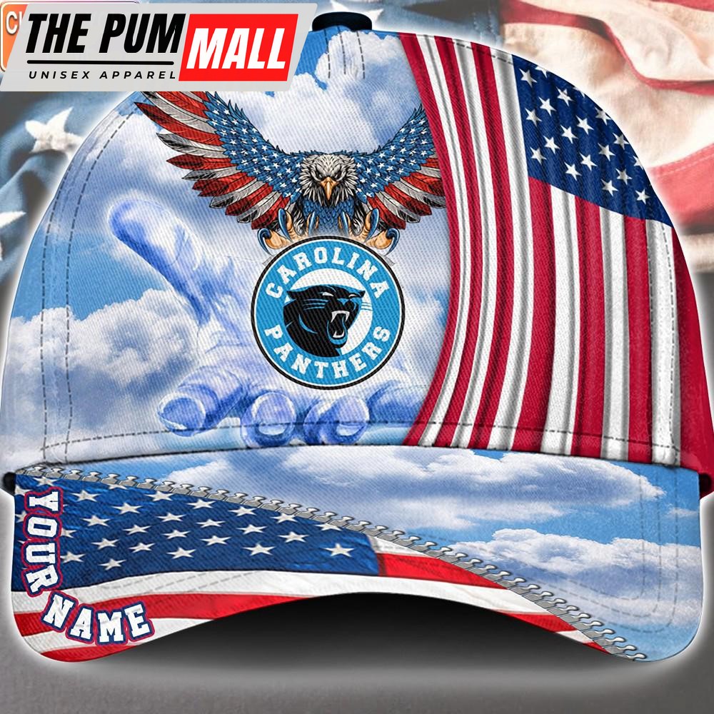 NFL Carolina Panthers Special American Flag Veterans Custom Cap