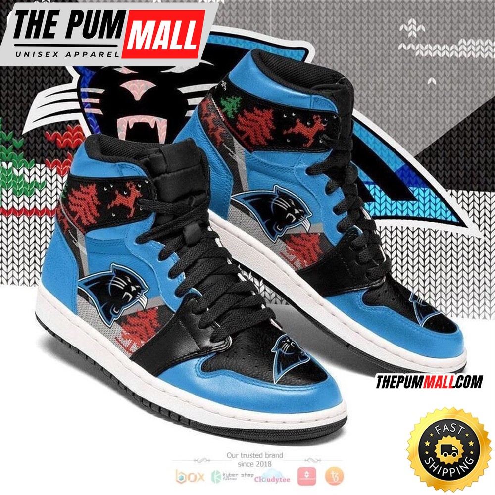 NFL Carolina Panthers Ugly Christmas Air Jd 1 High Sneakers