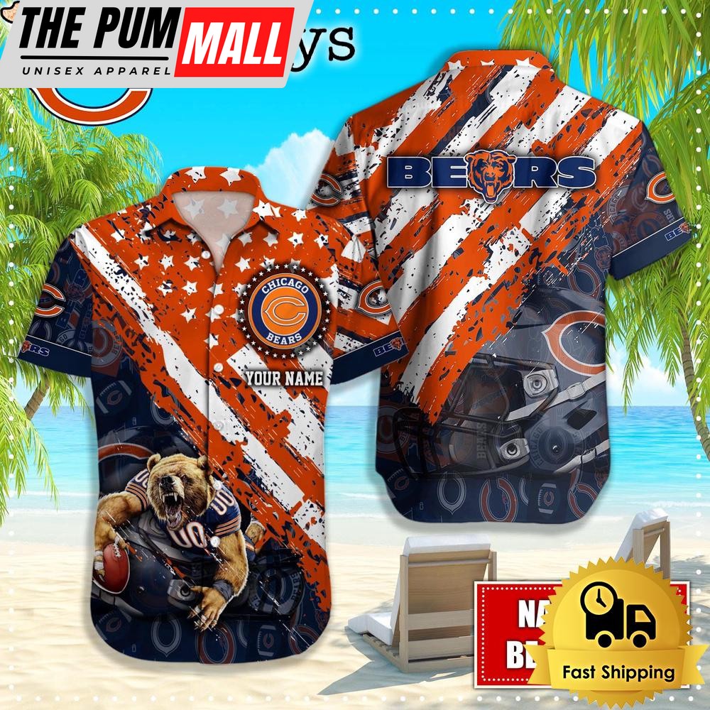 NFL Chicago Bears American Flag Custom Hawaiian Shirts