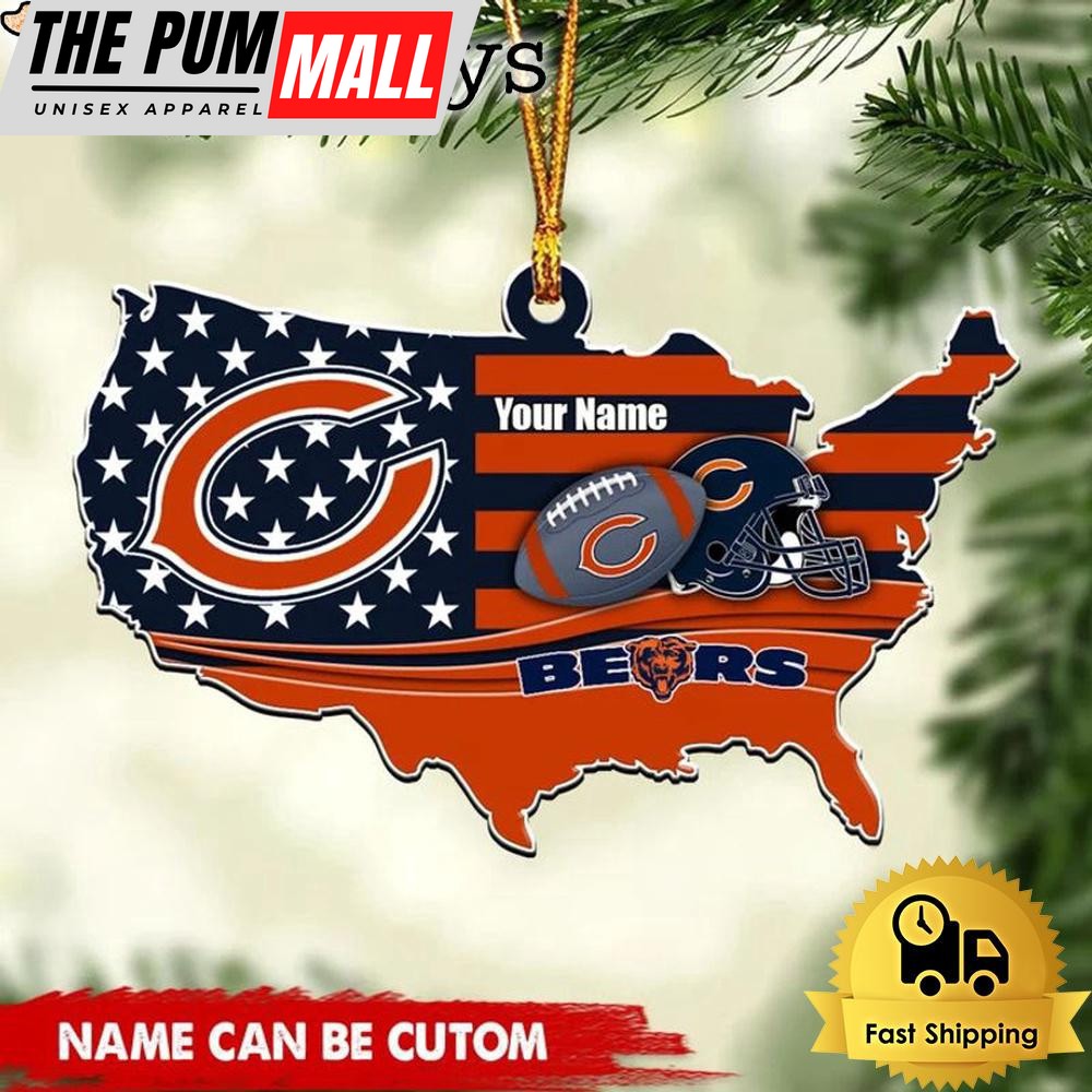 NFL Chicago Bears American Flag Logo Team Custom Christmas Ornament Limited Edition