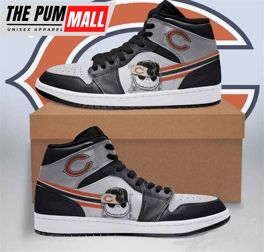 NFL Chicago Bears Black White Sneaker Skull Air Jd 1 High Sneakers