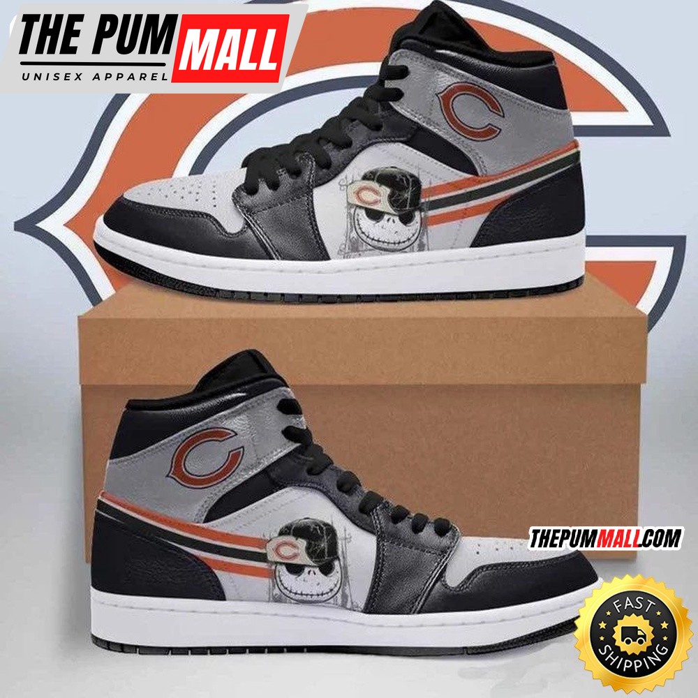 NFL Chicago Bears Black White Sneaker Skull Air Jd 1 High Sneakers
