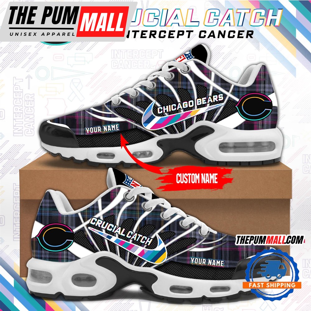 NFL Chicago Bears Crucial Catch Intercept Cancer Air Max Plus Shoes Sneaker