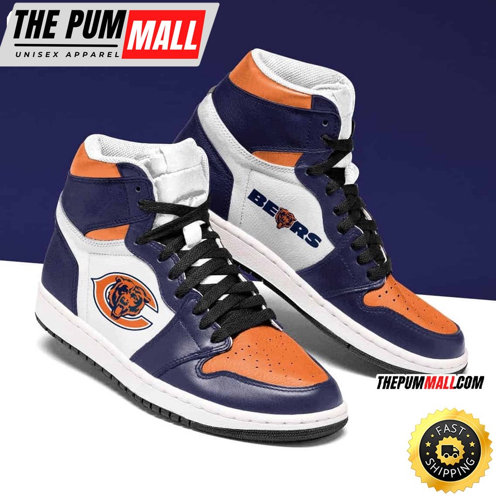 NFL Chicago Bears Dark Blue White Orange Sneaker Air Jd 1 High Sneakers