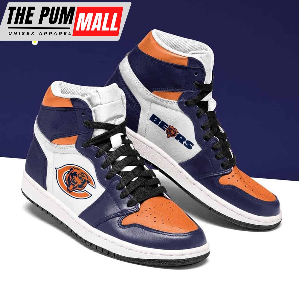 NFL Chicago Bears Dark Blue White Orange Sneaker Air Jd 1 High Sneakers