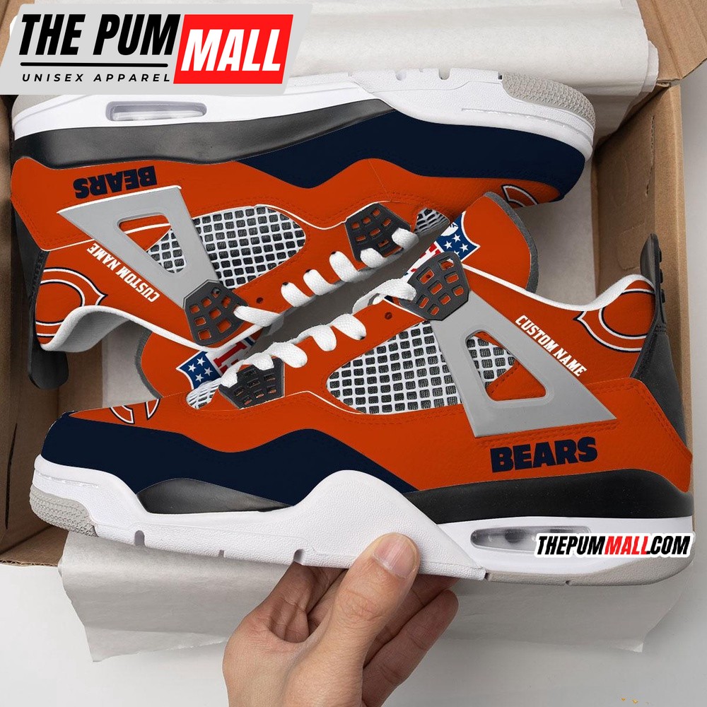 NFL Chicago Bears Football Team Air Jd 4 Shoes, Personalized AJ4 Sneaker
