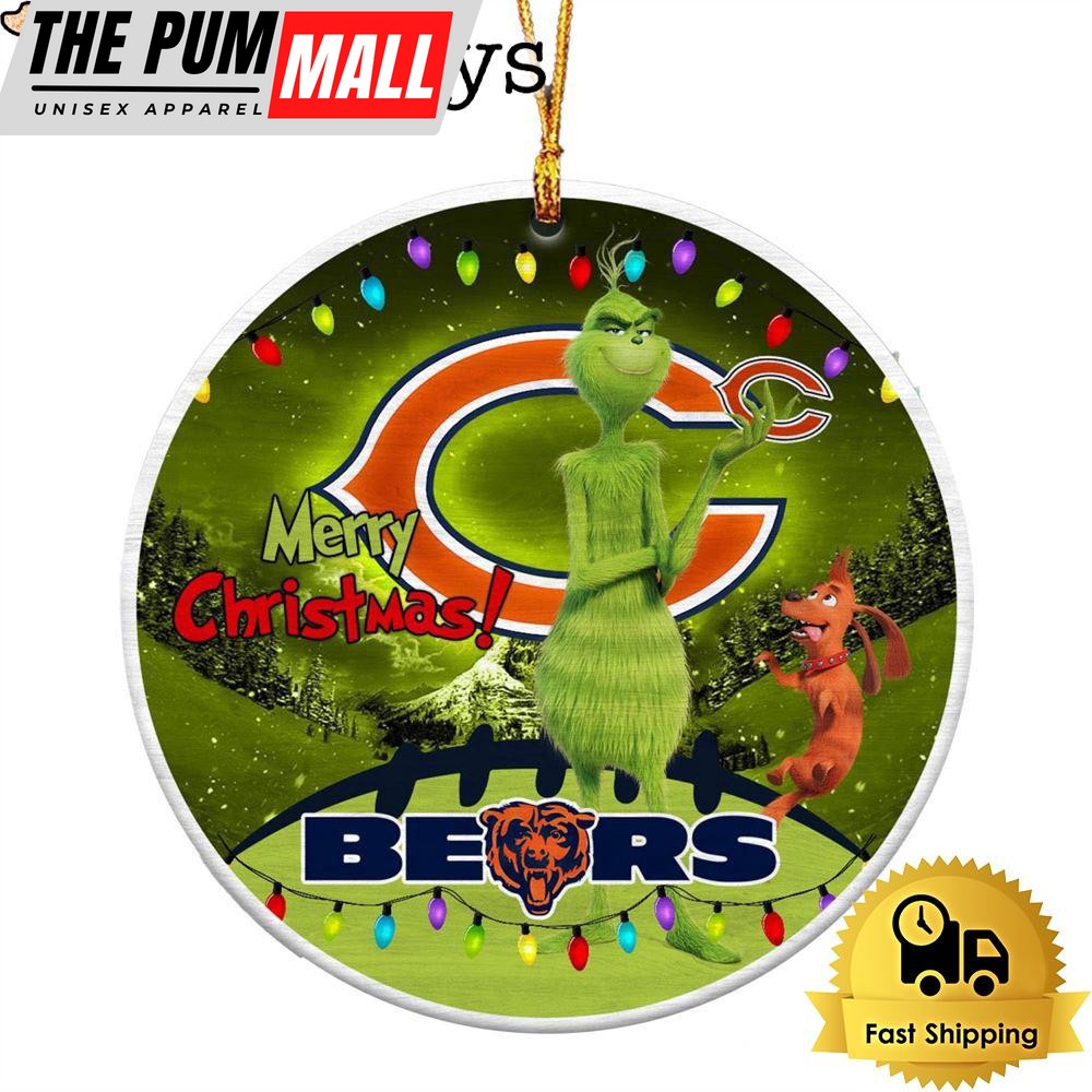 NFL Chicago Bears Funny Grinch Merry Christmas Ornaments Limited Edition