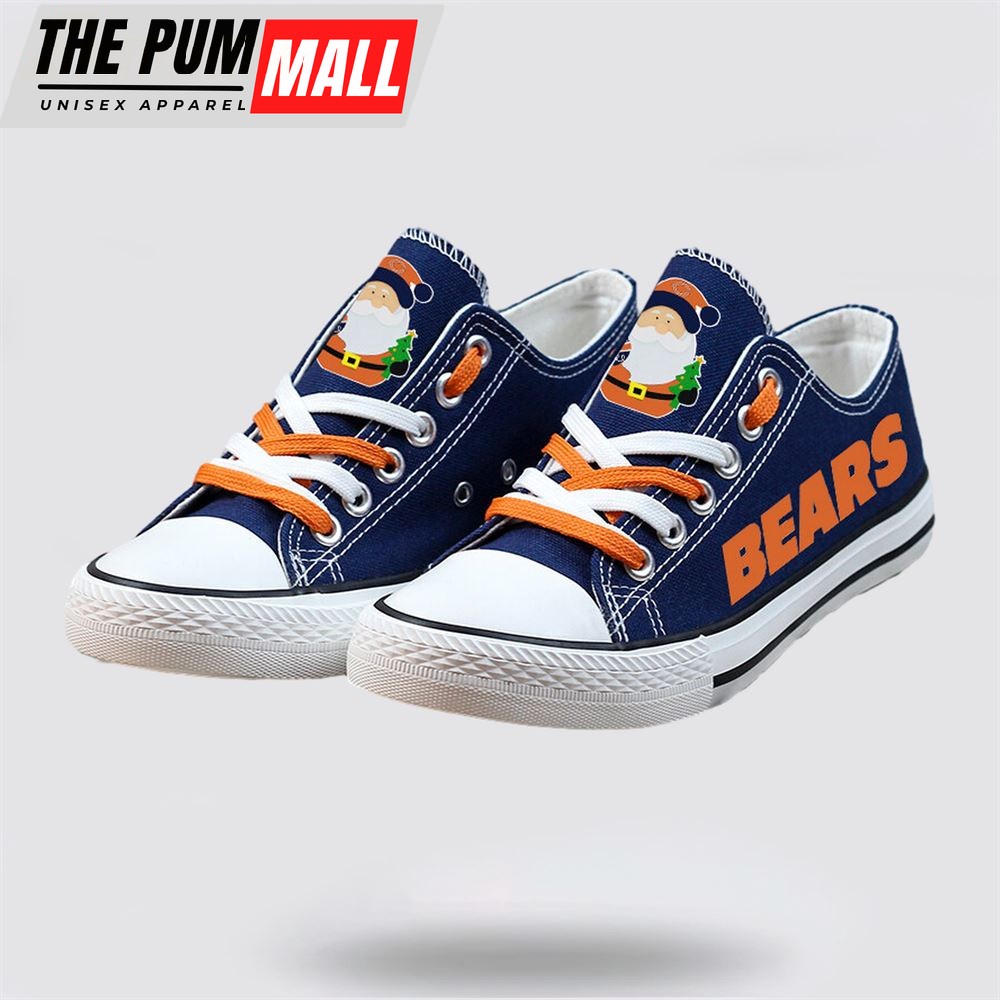 NFL Chicago Bears Low Top Canvas Print Chrismas Design Shoes Sport Sneakers
