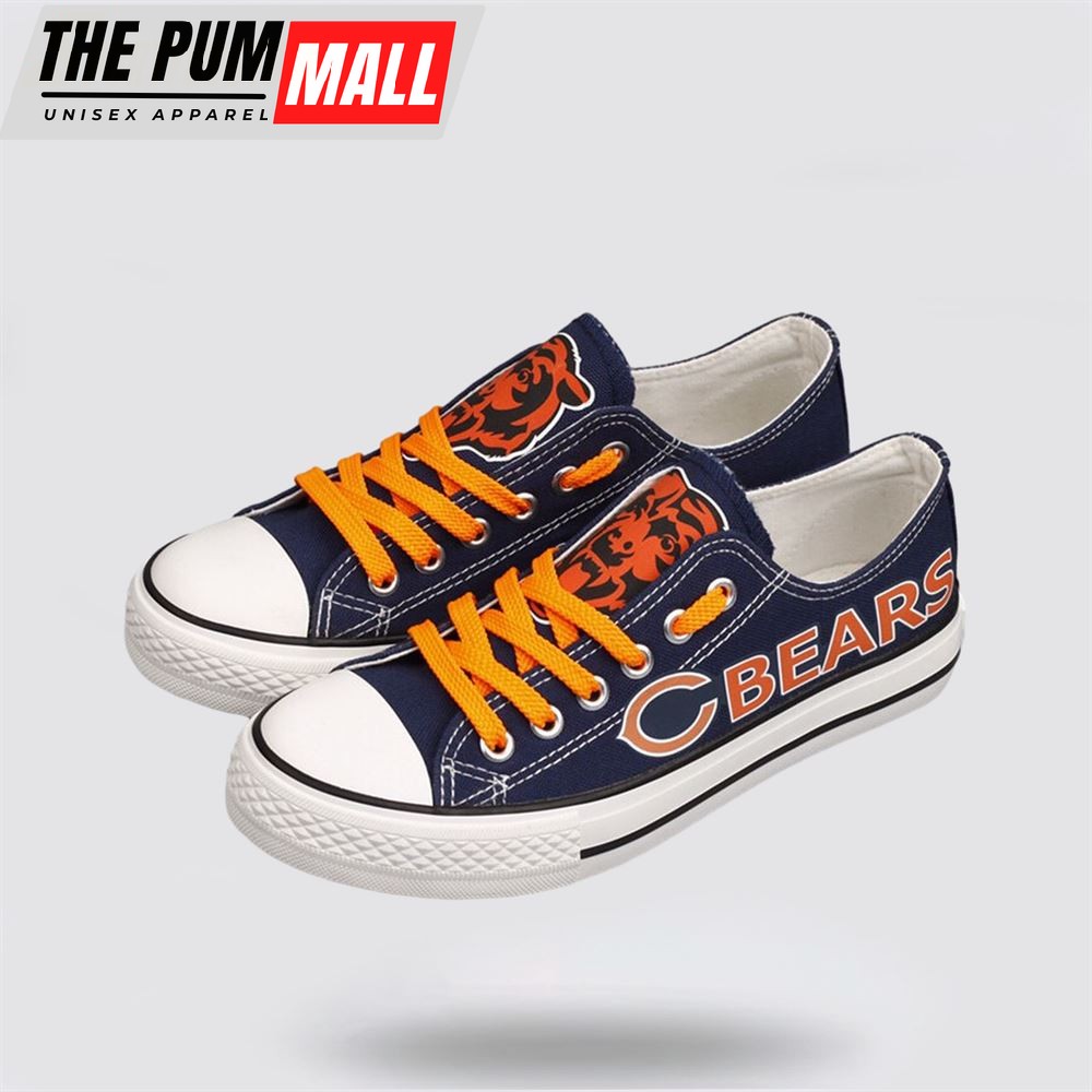 NFL Chicago Bears Low Top Canvas Shoes Sport Sneakers Fuel Your Passion For The Game With Every Stride