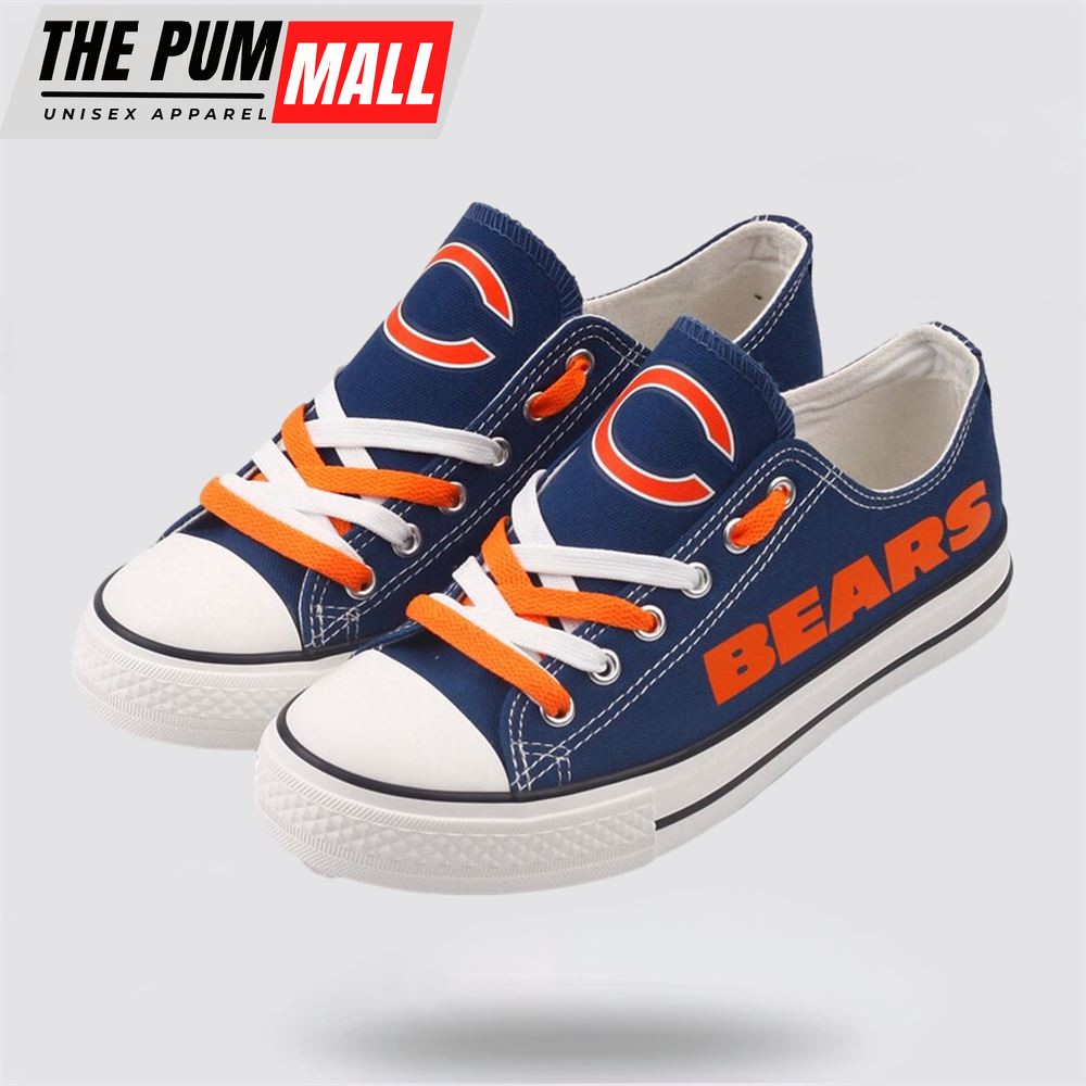 NFL Chicago Bears Low Top Canvas Shoes Sport Sneakers Walk The Talk Of Team Pride With Every Step