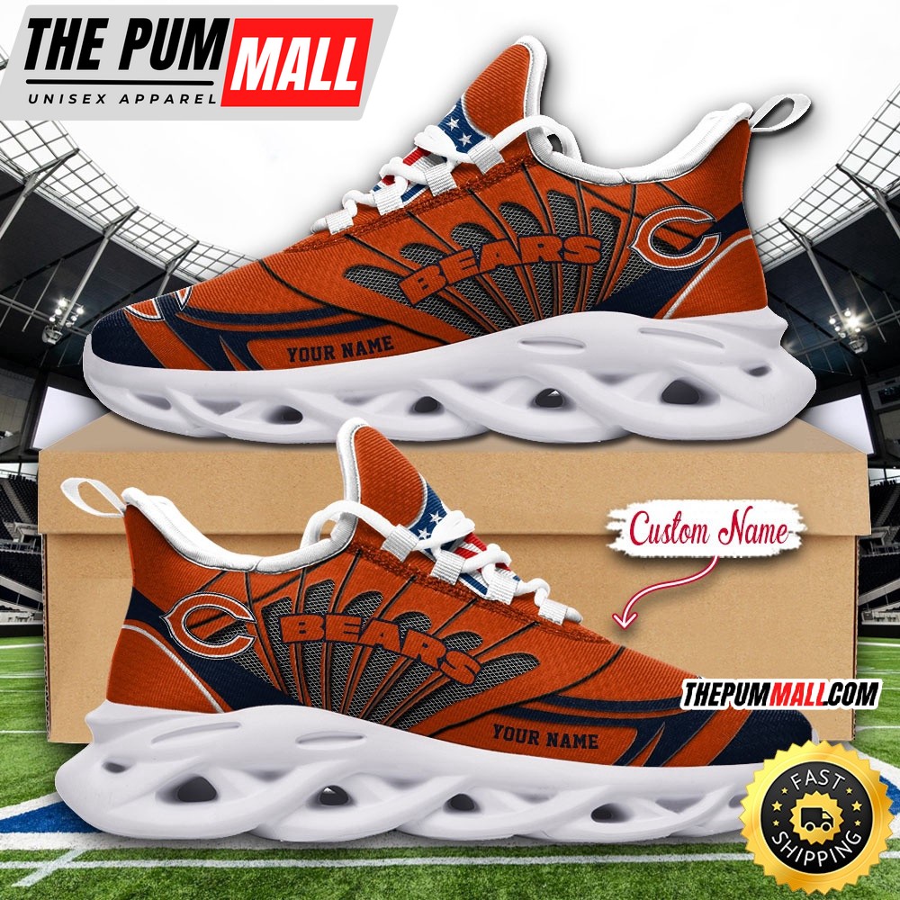 NFL Chicago Bears Max Soul Shoes Custom Name Football Shoes Sports