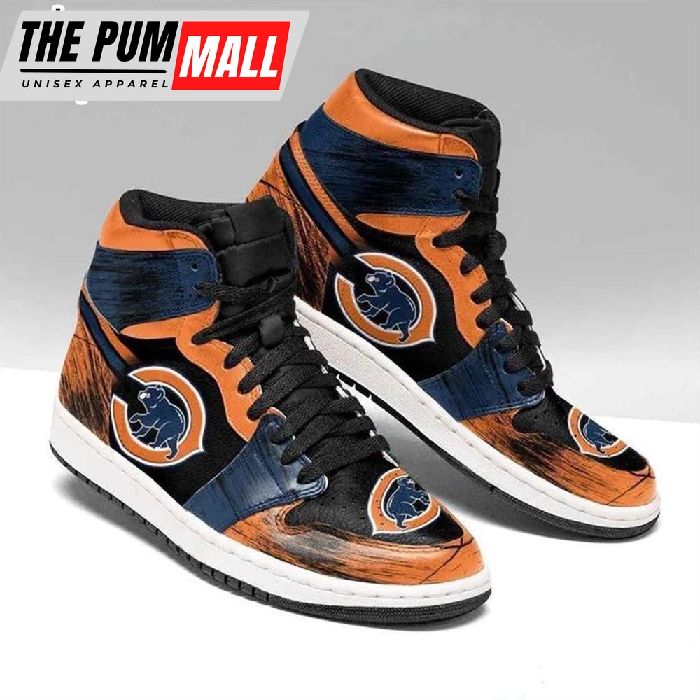 NFL Chicago Bears Orange Black New Design Air Jd 1 High Sneakers