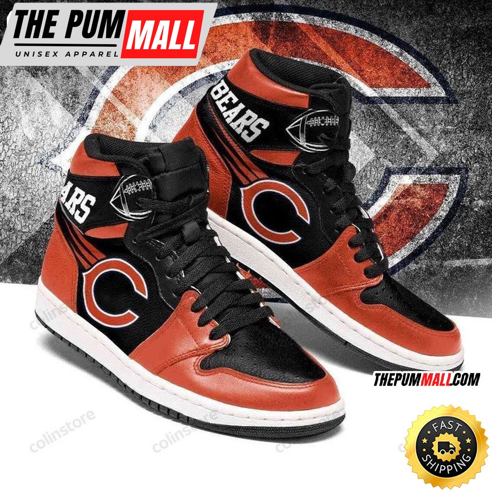NFL Chicago Bears Orange Black Sneaker Air Jd 1 High Sneakers