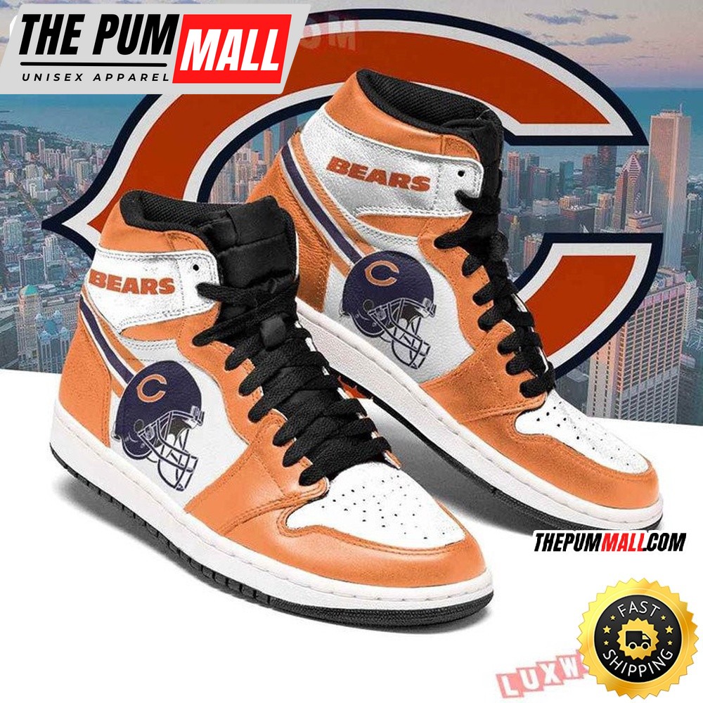NFL Chicago Bears Orange White Sneaker Helmet Air Jd 1 High Sneakers