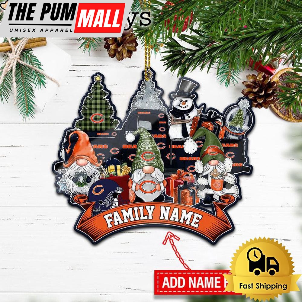 NFL Chicago Bears Personalized Name Gnome Christmas Ornament Limited Edition