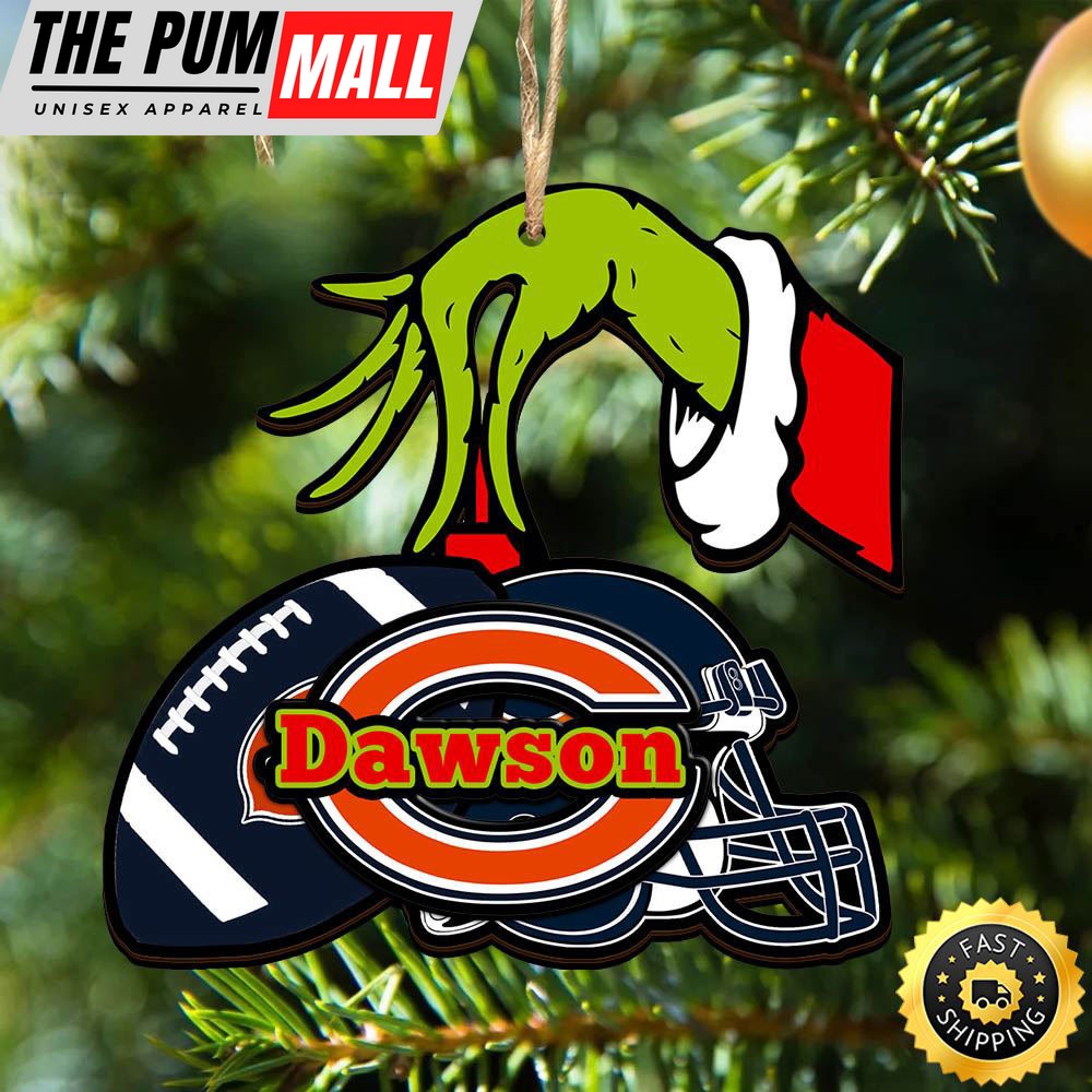 NFL Chicago Bears Personalized Your Name Grinch And Football Ornament Limited Edition