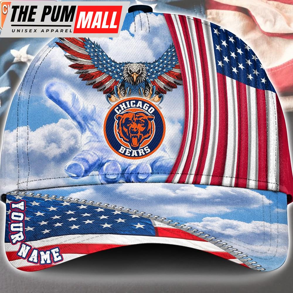 NFL Chicago Bears Special American Flag Veterans Custom Cap