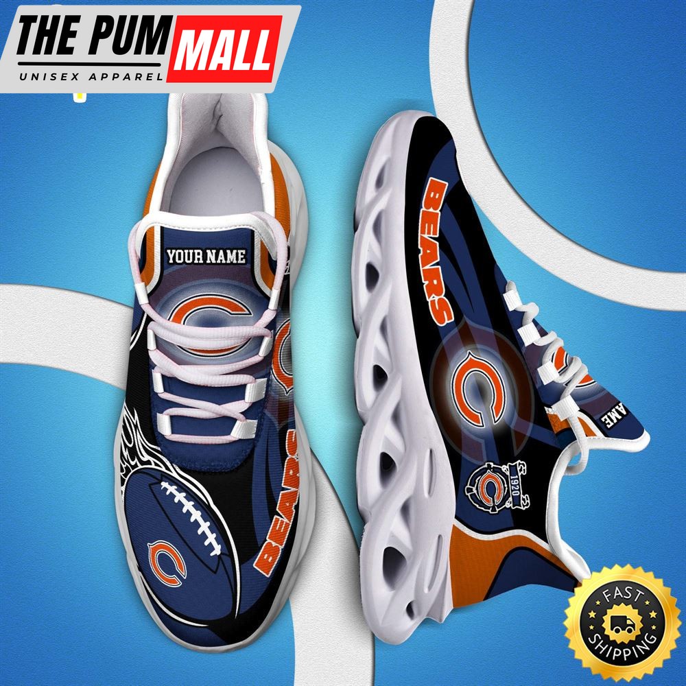 NFL Chicago Bears White C Sneakers Personalized Your Name