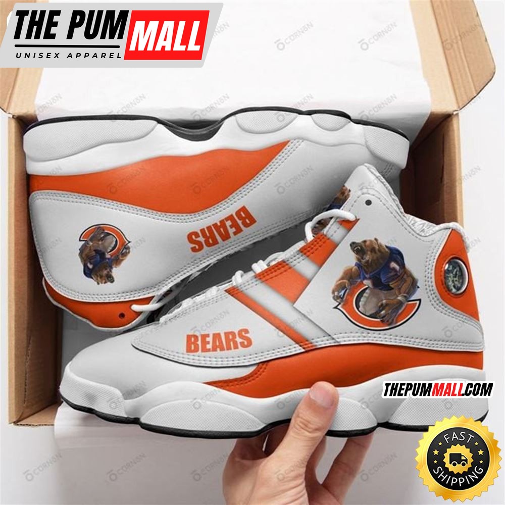 NFL Chicago Bears White Orange Stripes For Fans Air Jd 13 Shoes