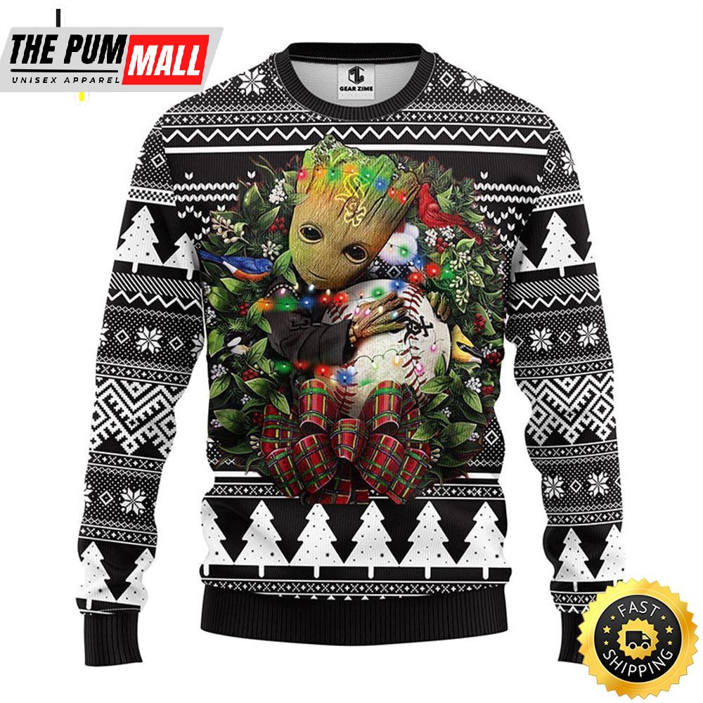 NFL Chicago White Sox Groot Hug Christmas Ugly Sweater