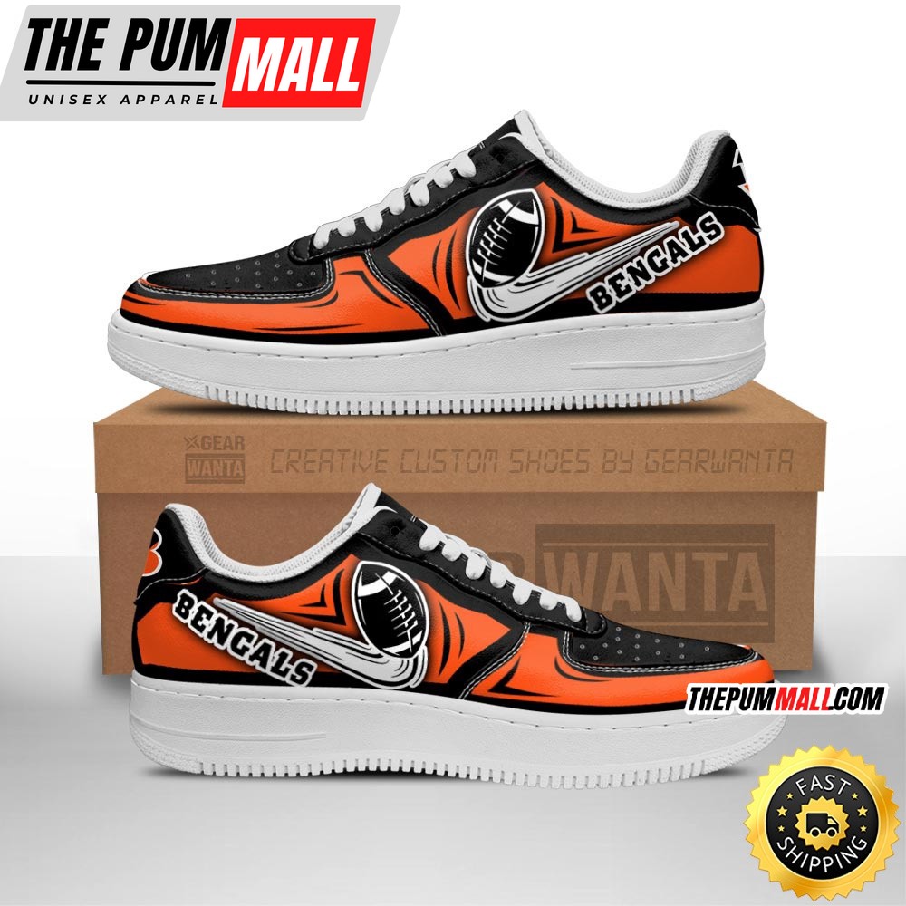 NFL Cincinnati Bengals Air Force 1 Shoes Football Sneaker Shoes