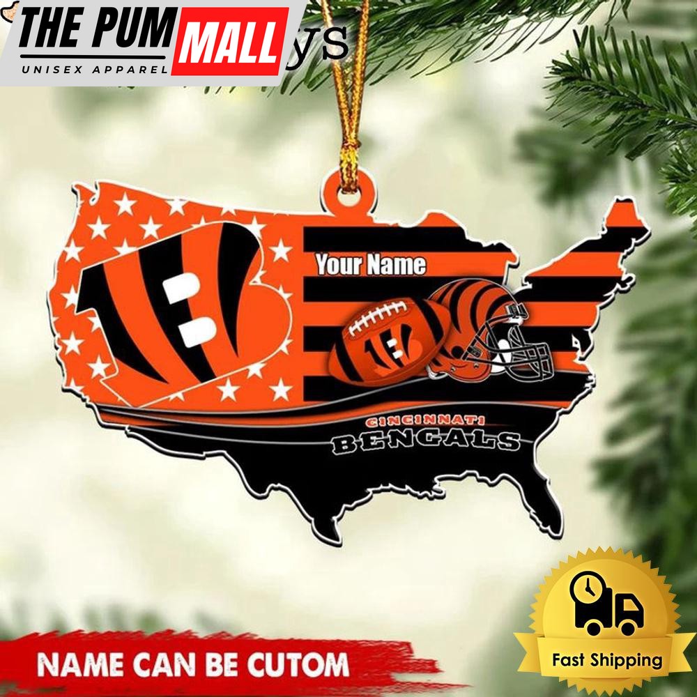 NFL Cincinnati Bengals American Flag Logo Team Custom Christmas Ornament Limited Edition