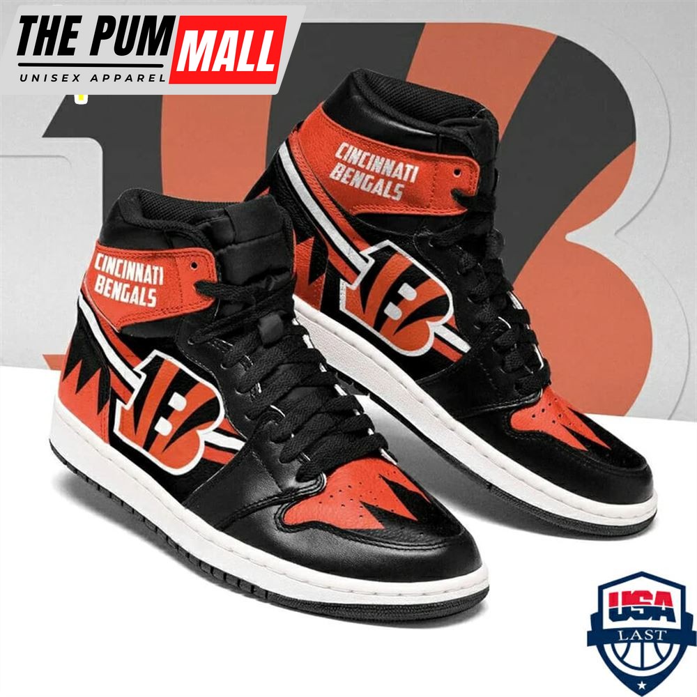 NFL Cincinnati Bengals Black Orange Air Jd 1 High Sneakers