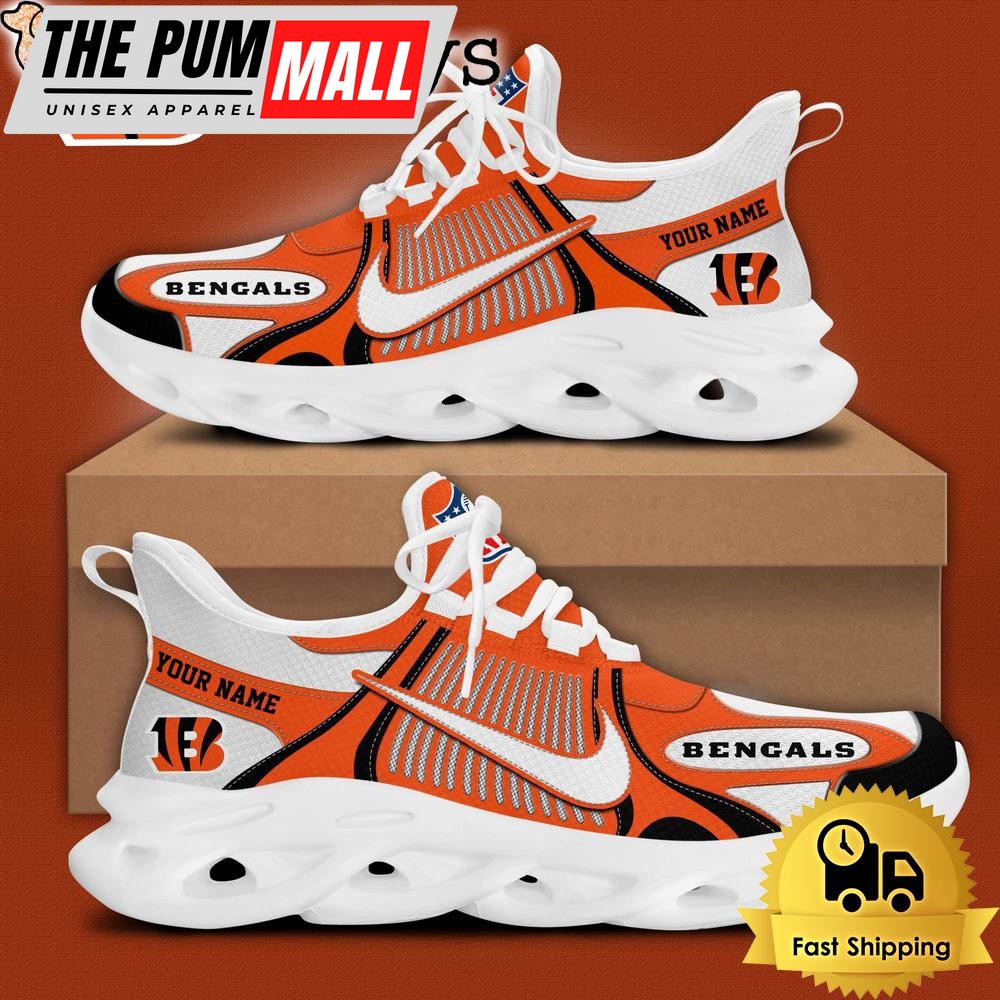 NFL Cincinnati Bengals Blue White Stripes Logo Custom Clunky Max Soul Shoes