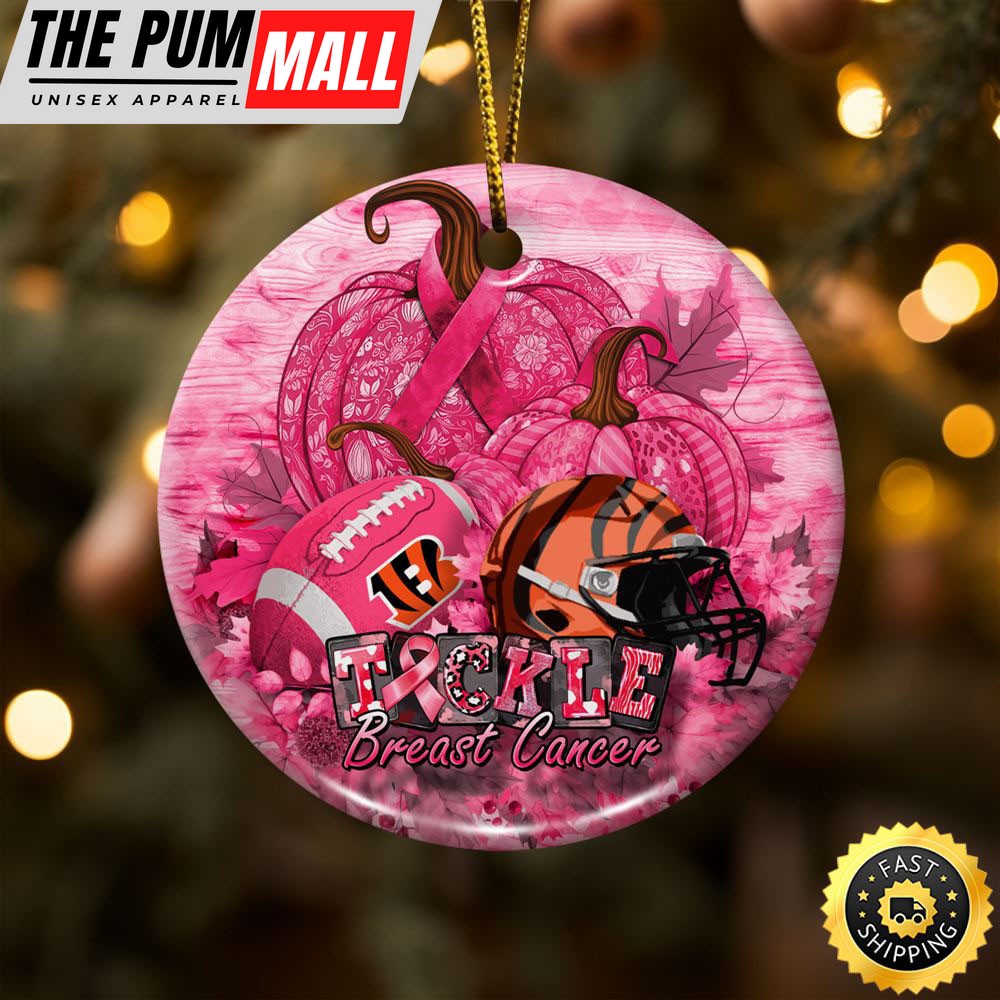 NFL Cincinnati Bengals Breast Cancer And Sport Team Ceramic Ornament Limited Edition