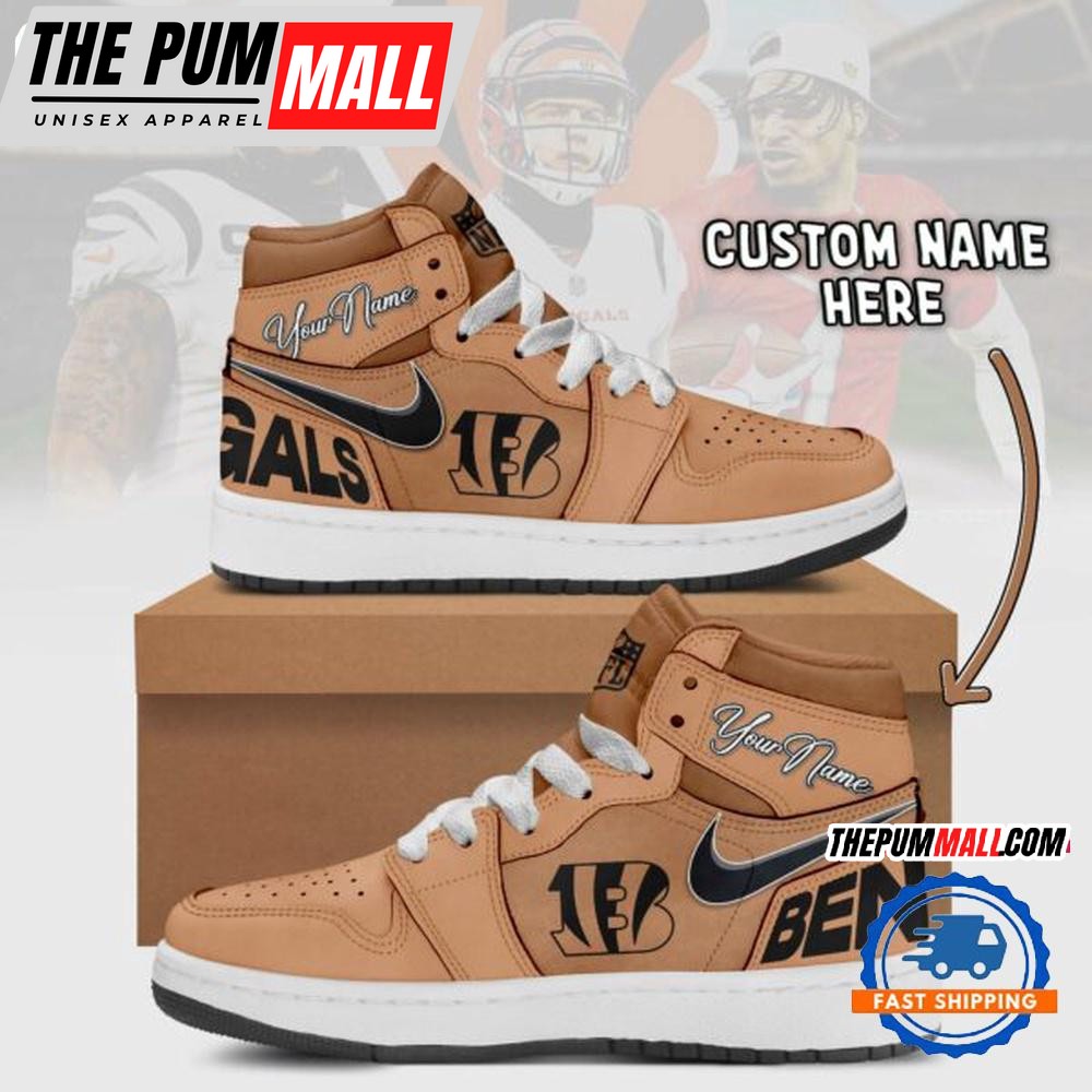 NFL Cincinnati Bengals Brown Air Jd 1 Hightop Shoes