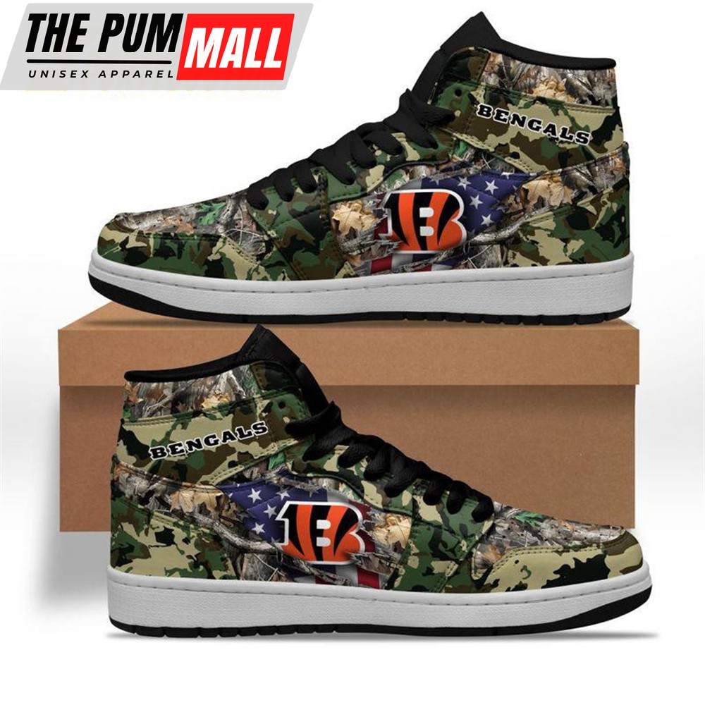NFL Cincinnati Bengals Camo Realtree Hunting Air Jd 1 Shoes Sneakerisex Sizes