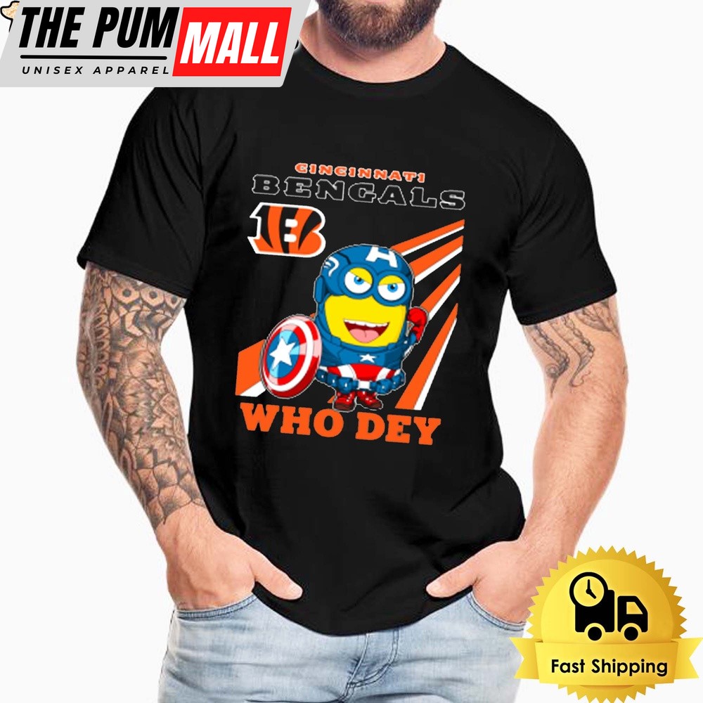 NFL Cincinnati Bengals Captain America Minion Who Dey Unisex T-Shirt