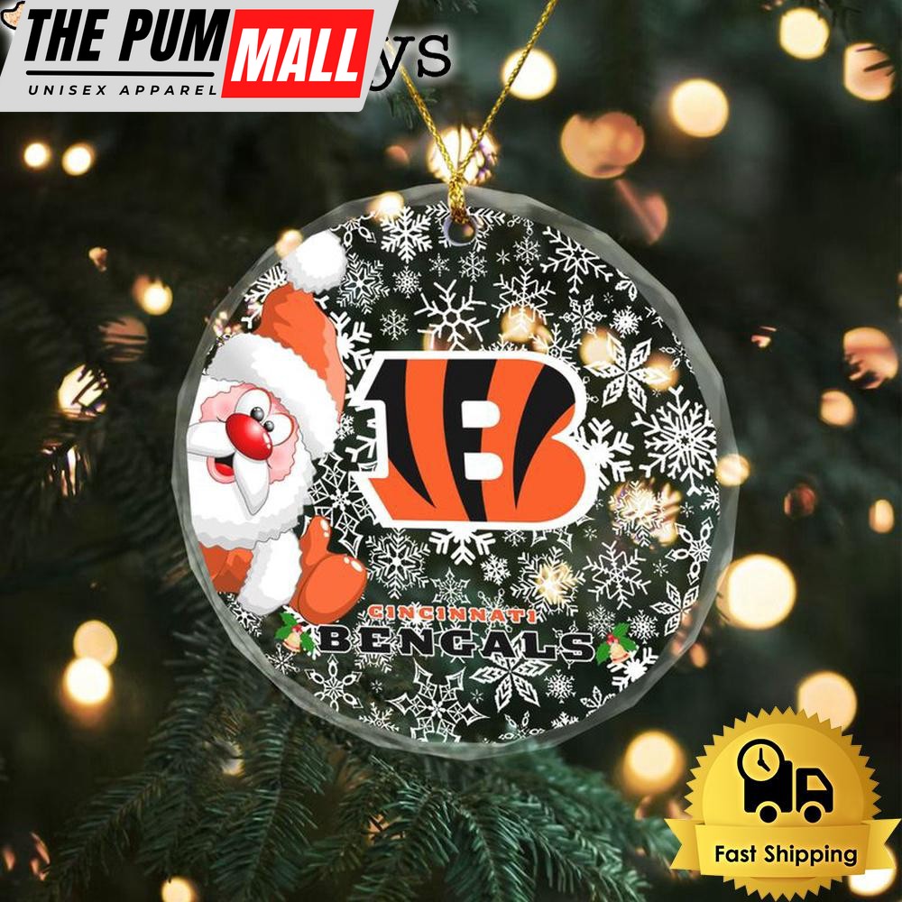 NFL Cincinnati Bengals Christmas Love Snow Crystal Glass Ornament Limited Edition