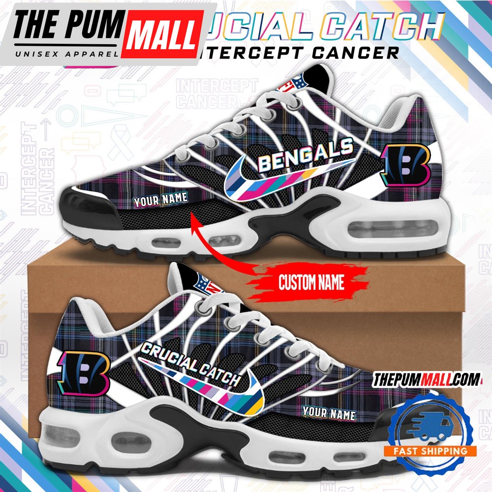 NFL Cincinnati Bengals Crucial Catch Intercept Cancer Air Max Plus Shoes Sneaker