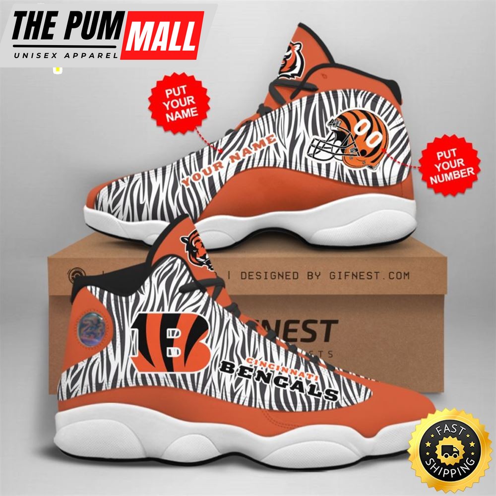NFL Cincinnati Bengals Custom Name Number Air Jd 13 Shoes V2