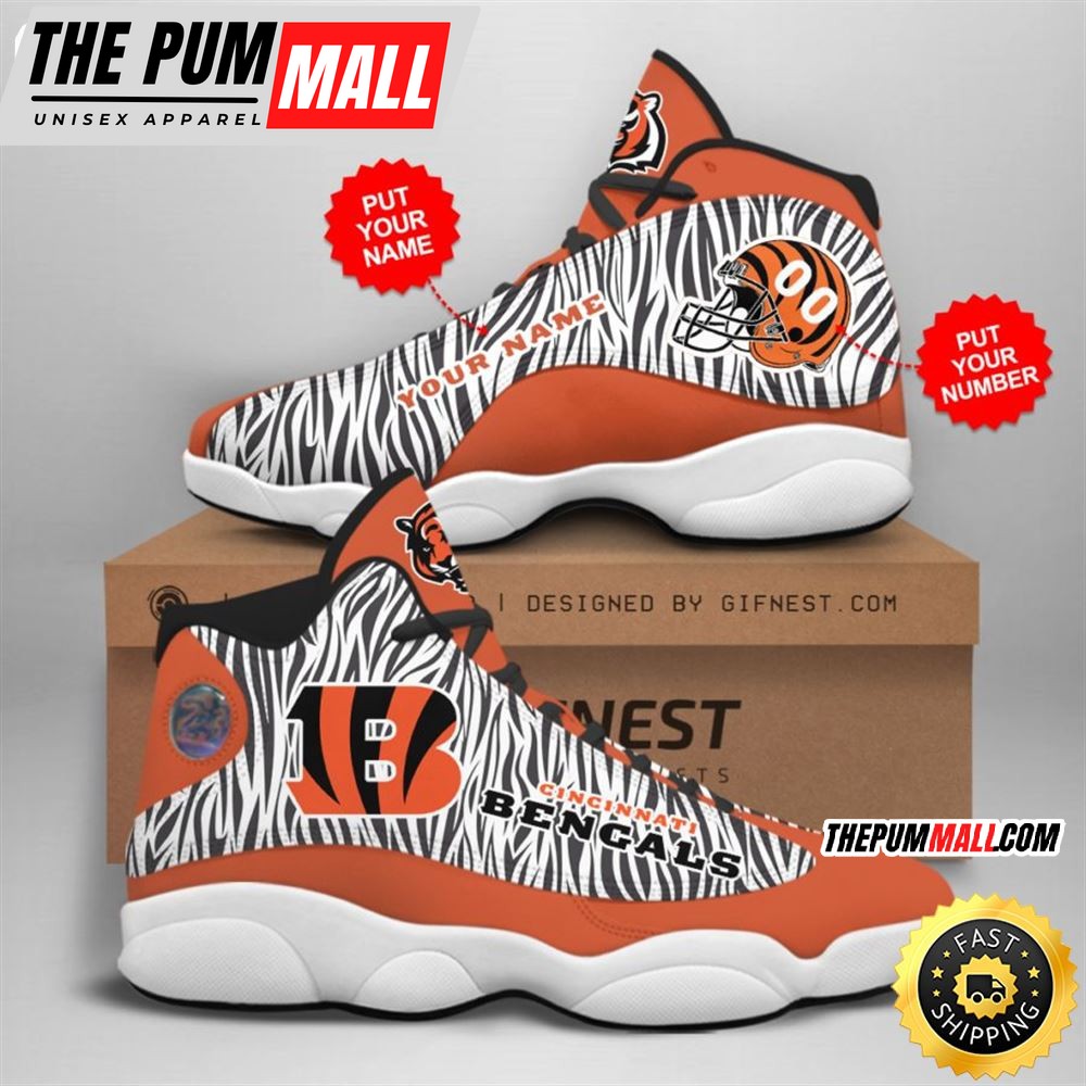 NFL Cincinnati Bengals Custom Name Number Air Jd 13 Shoes V2
