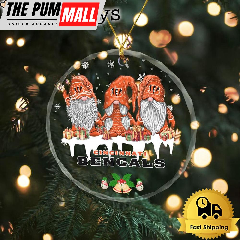 NFL Cincinnati Bengals Cute Dwarfs Christmas Crystal Glass Ornament Limited Edition