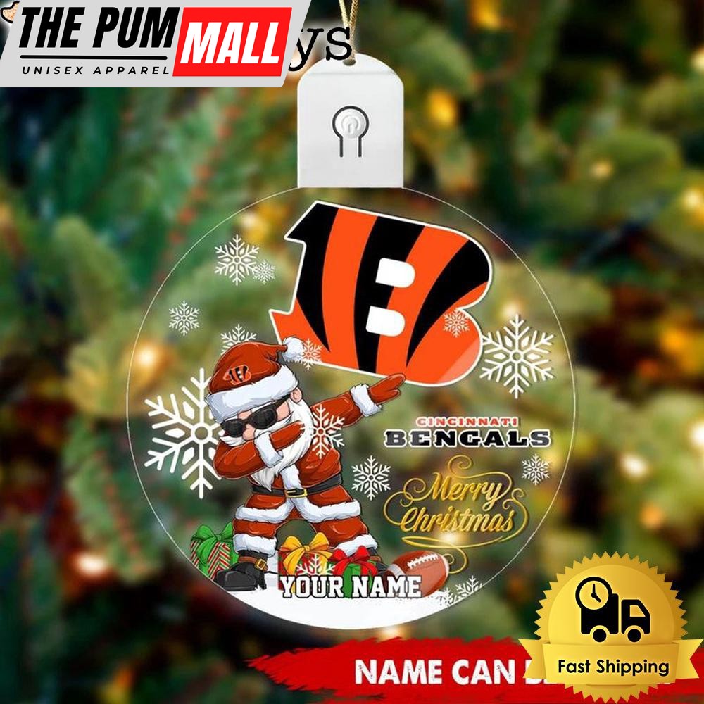 NFL Cincinnati Bengals Dabbing Santa Custom Circle Led Acrylic Ornament Limited Edition