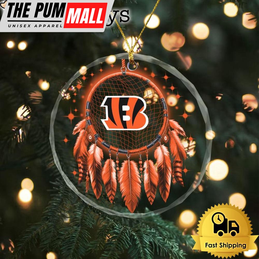 NFL Cincinnati Bengals Dreamcatcher Christmas Crystal Glass Ornament Limited Edition