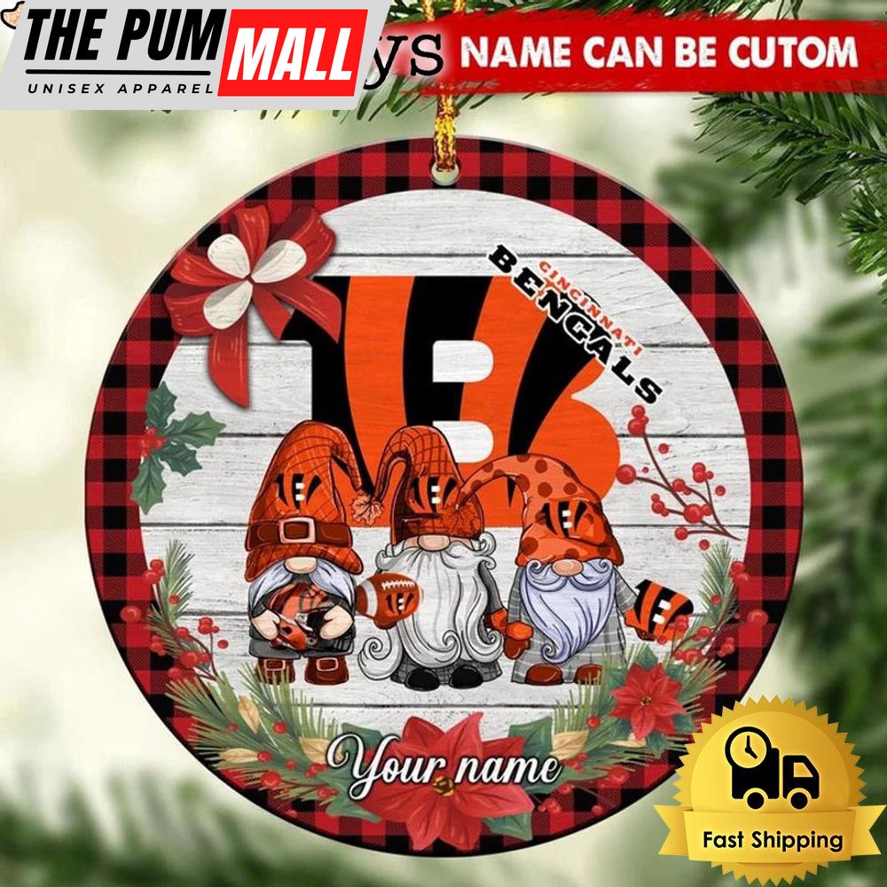NFL Cincinnati Bengals Football 3 Gnome Custom Christmas Ornament Limited Edition